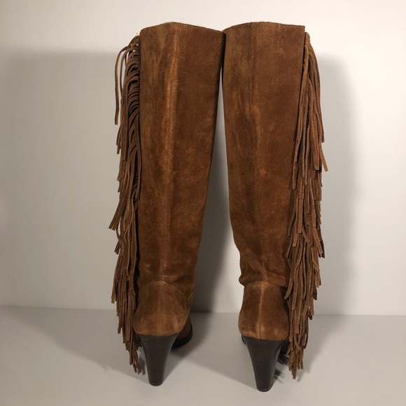 Michael Kors Suede Fringe Boots size 8.5 Chestnut - Picture 6 of 11